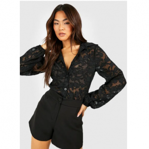 44% Off boohoo Textured Floral Volume Sleeve Shirt @ Debenhams UK