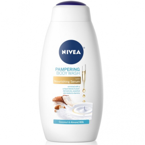 NIVEA Pampering Body Wash with Nourishing Serum, Coconut and Almond Milk, 20 Ounces