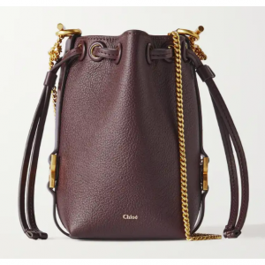 CHLOÉ Marcie mini embellished textured-leather bucket bag