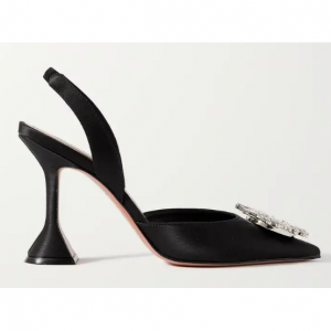 AMINA MUADDI Begum Swarovski crystal-embellished satin slingback pumps