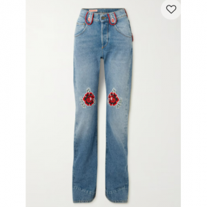 MOLLY GODDARD Cora embroidered high-rise straight-leg jeans