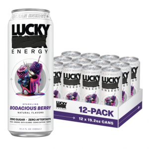 Lucky Energy Zero Sugar Energy Drink 19.2 Fl Oz Cans (Pack of 12) @ Amazon