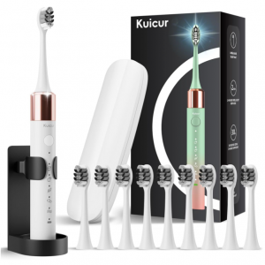 Kuicur Electric Toothbrush, 10 Brush Heads & Travel Case, 42,000 VPM Electric Motor @ Amazon