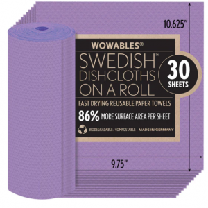  Wowables, Swedish Dish Cloths on a Roll, Reusable & Biodegradable Paper Towels for $22.88