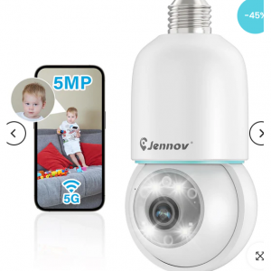 45% off Light Bulb Security Camera Wireless Indoor Camera, 360° Light Socket Camera @Jennov 