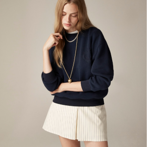 J.Crew Heritage fleece relaxed crewneck sweatshirt with embroidered crest