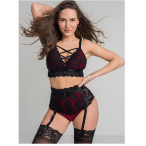 69% Off Lovehoney Night Lily Wine and Black Lace Bra Set @ Lovehoney AU