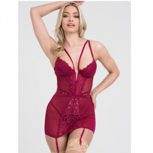 70% Off Lovehoney Parisienne Wine Lace Plunge Chemise @ Lovehoney