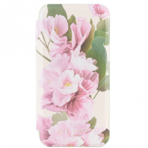 Ted Baker Cream Flower Placement Mirror Folio Phone Case for iPhone 16 Pro Gold Shell for $53