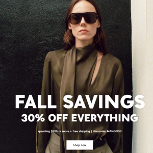 MANGO Fall Sale - 30% Off Everything $220+