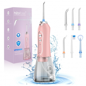 H2ofloss Water Dental Flosser Teeth Cleaner Pick, 5 Mode IPX7 Waterproof (Pink) @ Amazon