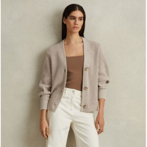 41% Off Ariana Cotton/Linen Blend Knitted Cardigan @ Reiss 