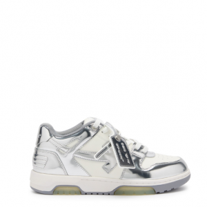 OFF-WHITE Out Of Office panelled metallic leather sneakers