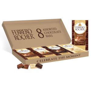 Ferrero Rocher Premium Chocolate Bars, 8 Count Variety Pack, 3.1 oz Each @ Amazon