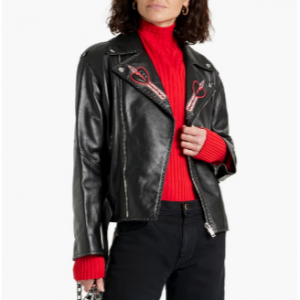 VALENTINO GARAVANI Embellished leather biker jacket 皮革夹克