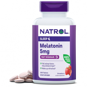 Natrol Fast Dissolve Melatonin 5 mg, 200 Strawberry-Flavored Melatonin Tablets @ Amazon