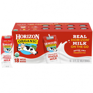 Horizon Organic Shelf-Stable Whole Milk Boxes, Plain, 8 Fl Oz, 18 Pack @ Amazon