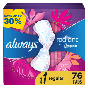 Always Radiant 1 号常规护垫 带护翼 76 片 - 有香味