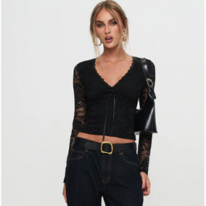 Princess Polly Temptation incoming long sleeve lace top black 蕾絲上衣
