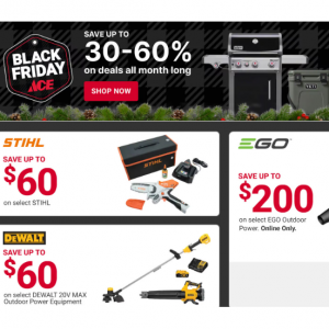 Ace Hardware Black Friday Sale up to 50% OFF, up to $130 OFF Weber Spirit Grills