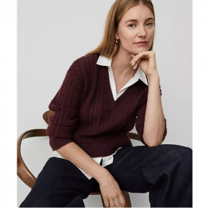 Ann Taylor Collared Mixed Media 针织衫