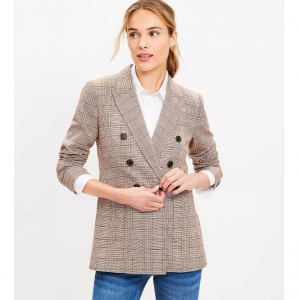 LOFT Plaid 双排扣西装外套