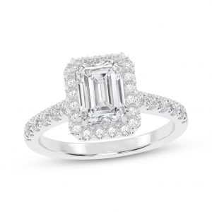 50% Off Lab-Grown Diamonds by KAY Emerald-Cut Halo Engagement Ring @ Kay Jewelers