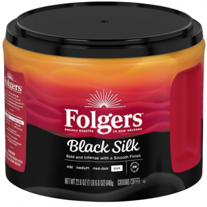 Folgers Black Silk Dark Roast Coffee, 22.6 Ounces (Pack of 6) @ Amazon