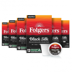 Folgers Black Silk Dark Roast Coffee, 72 Keurig K-Cup Pods @ Amazon