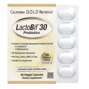 California Gold Nutrition, LactoBif 30 益生菌,300 亿 CFU,60 粒素食胶囊