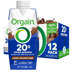 Orgain Clean Protein Shake, Grass Fed Dairy, Creamy Chocolate Fudge, 11 Oz (Pack of 12) @ Amazon