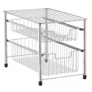 双抽屉钢丝橱柜整理架