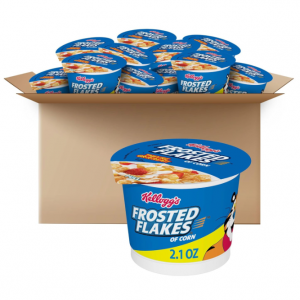 Kellogg's Frosted Flakes Breakfast Cereal Cups, 25.2oz Case (12 Cups) @ Amazon