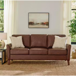 StyleWell Doherty 79.9 英寸喇叭形扶手人造皮革沙发，栗棕色