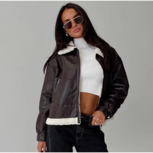 66% Off Solara Faux Leather Shearling Jacket Chocolate @ Princess Polly AU