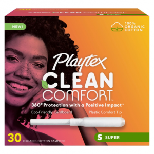 Playtex Clean Comfort Organic Cotton Tampons, Super Absorbency, Organic Cotton - 30ct @ Amazon