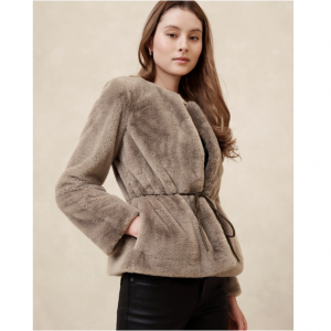 Banana Republic Faux Fur Tie-Waist Jacket