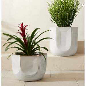 Finca 六角形白釉室內/室外花盆