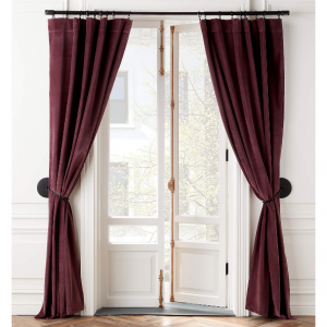 Harlan 啞光黑色扭紋皮革窗簾麵板帶係帶