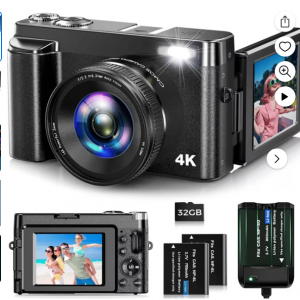 $229 off Wednkoly Digital Camera 4K 48MP Vlogging Camera @Walmart