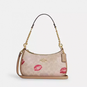 Coach Teri Shoulder Bag In Signature Canvas With Lips Print