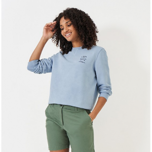 29% Off Pigment Dyed Cotton Crew Neck Sweatshirt in Light Blue @ Crew Clothing