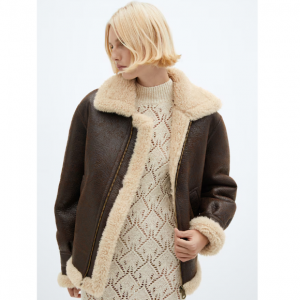 Mango 女士羊毛皮夹克