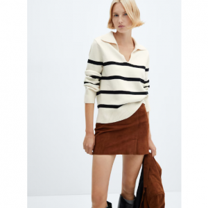 Mango 女士条纹针织polo衫