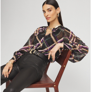 55% Off Plaid Pintuck Sleeve Blouse @ Chico's 