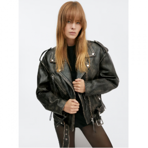 Mango 女士大号皮衣