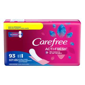 Carefree Acti-Fresh Body Shape Pantiliners Extra Long Unscented - 93 Count @ Amazon