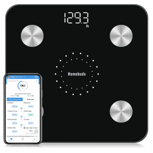 Homebuds Digital Bathroom Scale for Body Weight and Body Fat, 400lb, Black @ Amazon