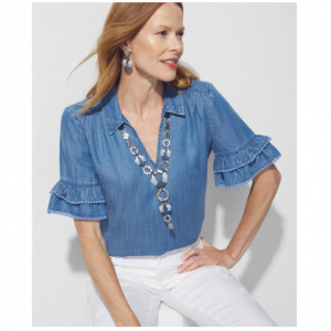 56% Off Ruffle-Sleeve Popover Top @ Chico's Off The Rack