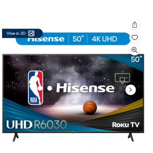 Walmart - Hisense 50" R6 係列4K UHD Roku 智能電視 (50R6030N, 2024款) ，直降$100 